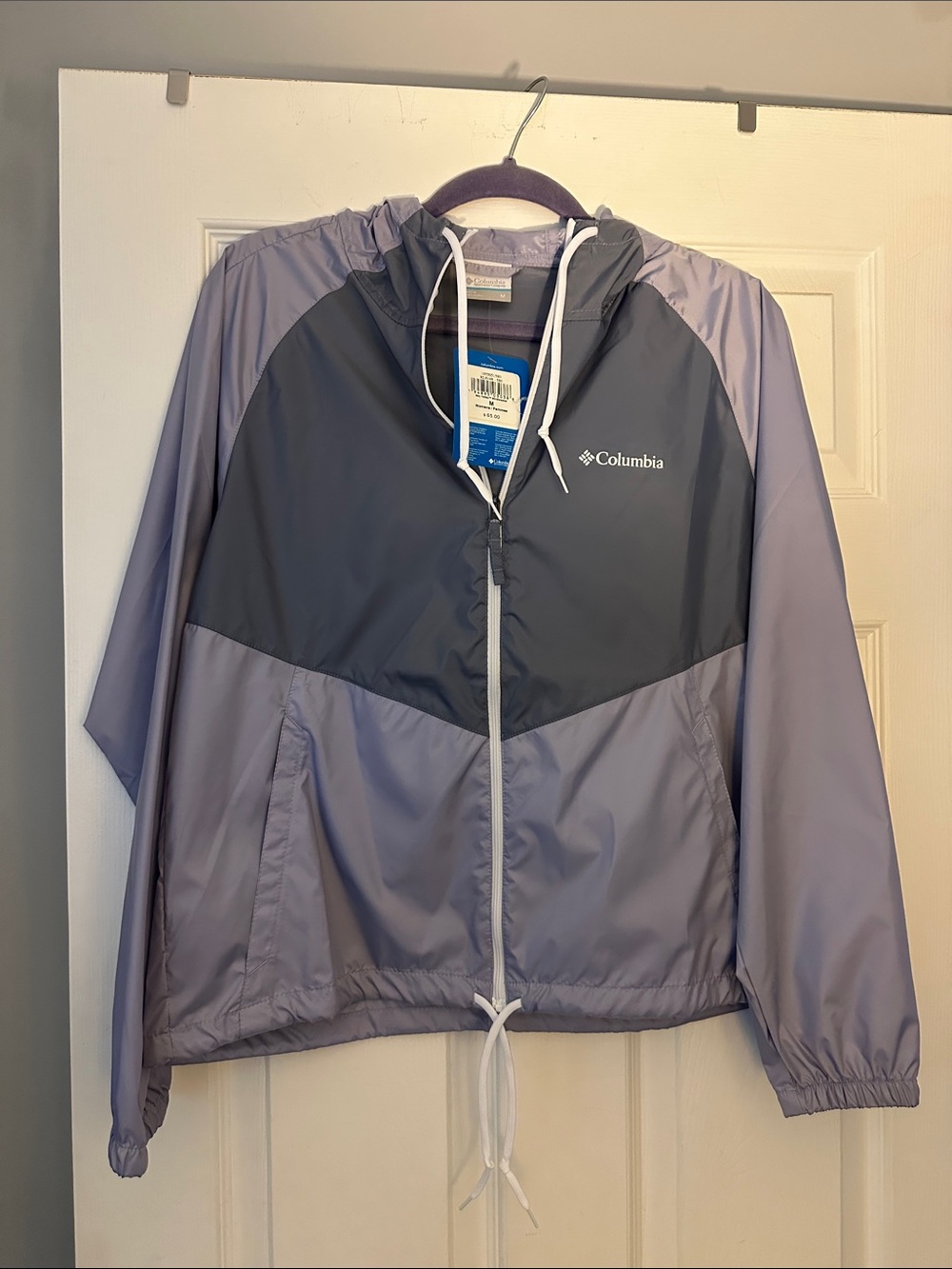 New Columbia Lavender and Charcoal Colorblock Windbreaker